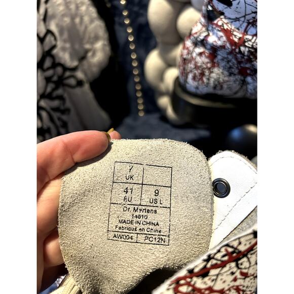 Dr Martens White Red Black Splatter Boots size 9/EU 41 - Picture 7 of 8